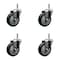 Service Caster 4'' Black Polyurethane Wheel Swivel 7/16'' Grip Ring Stem Caster Set, 4PK SCC-GR20S414-PPUB-BLK-716138-4 - alternate 1